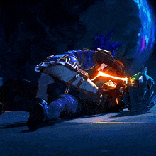 a person laying on the ground with a glowing light coming out of their head