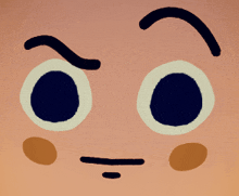 a close up of a cartoon face with a slight smirk
