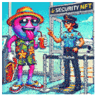 a cartoon illustration of a security nft