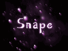the word snape is written in white on a dark purple background
