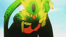 a cartoon drawing of a green monster with a yellow light coming out of it 's mouth