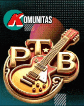 a gold guitar with the letters ptb on it