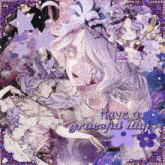 a picture of a girl with purple hair and the words have a graceful day