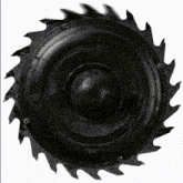 a close up of a circular saw blade with a ball in the middle