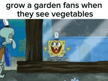 spongebob and squidward from spongebob squarepants are looking out a window