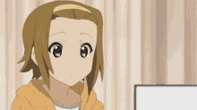 a cartoon girl with brown hair and a yellow headband