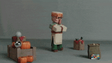 a 3d model of a man with his arms crossed and pumpkins