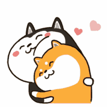 husky and shiba hugs love