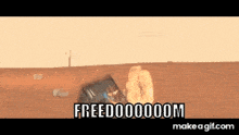a person is laying on the ground in a field with the words freedom written on the bottom .