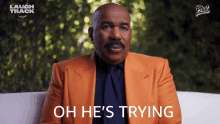 Oh Hes Trying Steve Harvey GIF - Oh Hes Trying Steve Harvey Phat Tuesdays GIFs