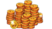 a bunch of gold coins with a skull on them