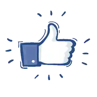 a blue thumbs up icon with a white background