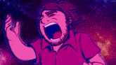 a cartoon of a man with a beard screaming