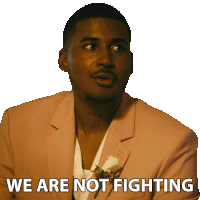 a man in a pink suit has the words we are not fighting below him