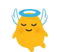 a cartoon angel with wings and a halo on his head