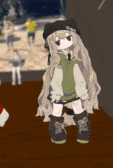 a girl with long hair wearing a hat that says g4th