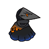 a cartoon drawing of a bird with a long beak and a triangle head