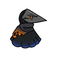 a cartoon drawing of a bird with a long beak and a triangle head