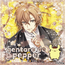 a picture of a man with the name gentaro de pepper written on it