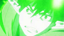 a close up of a person 's face with green eyes