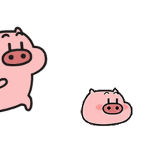 a couple of pigs are standing next to each other on a white background .