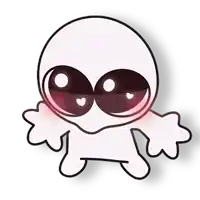a drawing of a cartoon character with big eyes and hearts