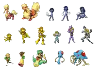 a bunch of cartoon characters on a white background one of which is a pokemon