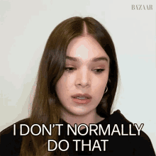 I Dont Normally Do That Hailee Steinfeld GIF - I Dont Normally Do That Hailee Steinfeld Harpers Bazaar GIFs