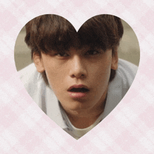 a close up of a person 's face in a heart
