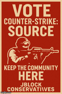 a poster that says stay in source with a soldier holding a gun
