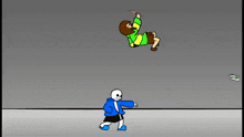 a cartoon of a girl holding a knife and a boy holding a sword