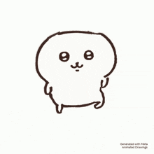 a black and white drawing of a cartoon character with the words generated with meta animated drawings at the bottom