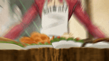 a blurry picture of a person eating food with a fork
