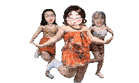 three women are standing next to each other and one of them has a necklace on her neck