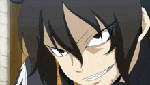 a close up of a person 's face with a shark teeth