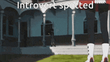 a cartoon of a man and woman standing in front of a building with the words introvert spotted above them