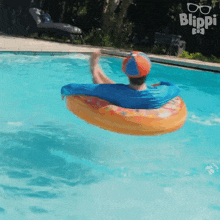 Enjoying The Water On A Float Blippi GIF - Enjoying The Water On A Float Blippi Blippi Wonders Educational Cartoons For Kids GIFs