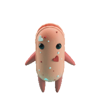 a cartoon character with hearts on it 's face and legs