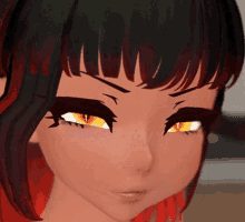 a close up of a cartoon character 's face with red hair