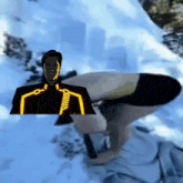 a cartoon of a man in a black and yellow suit with the word tron on it