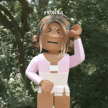 a cartoon character with a bandage on her nose and the name rxosina on her head