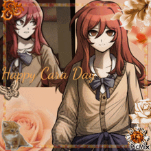 a picture of a girl with the words happy cara day