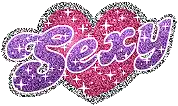 a pink and purple heart with the word sexy written inside of it .