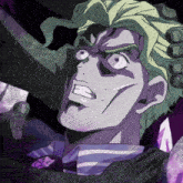 a close up of a cartoon character 's face with a skull on his shirt