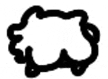 a black and white drawing of a sheep on a white background