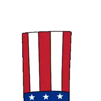 a penguin wearing a red white and blue top hat with stars