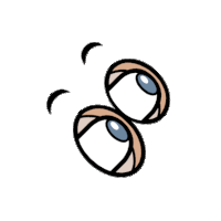 a cartoon drawing of a pair of eyes looking up