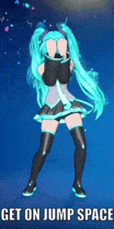 a picture of a girl dancing with the words get on jump space below her