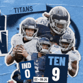 a collage of titans football players including number 9 and number 0
