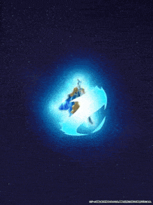 a blue background with chinese writing and a burst of energy coming out of it